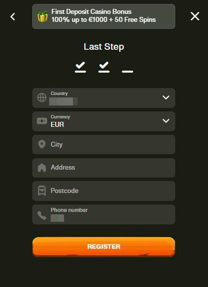 sign up form cashwin casino